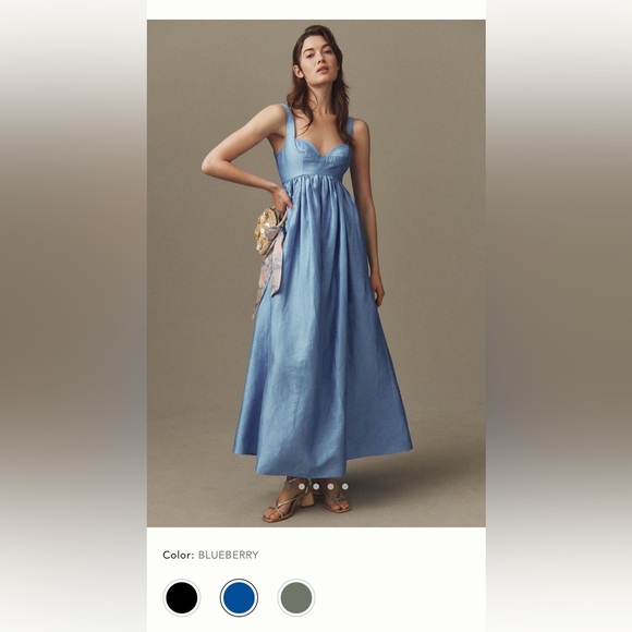 navy blue dress for baby girl Acler Sandgate Sleeveless A-Line Maxi Linen Dress